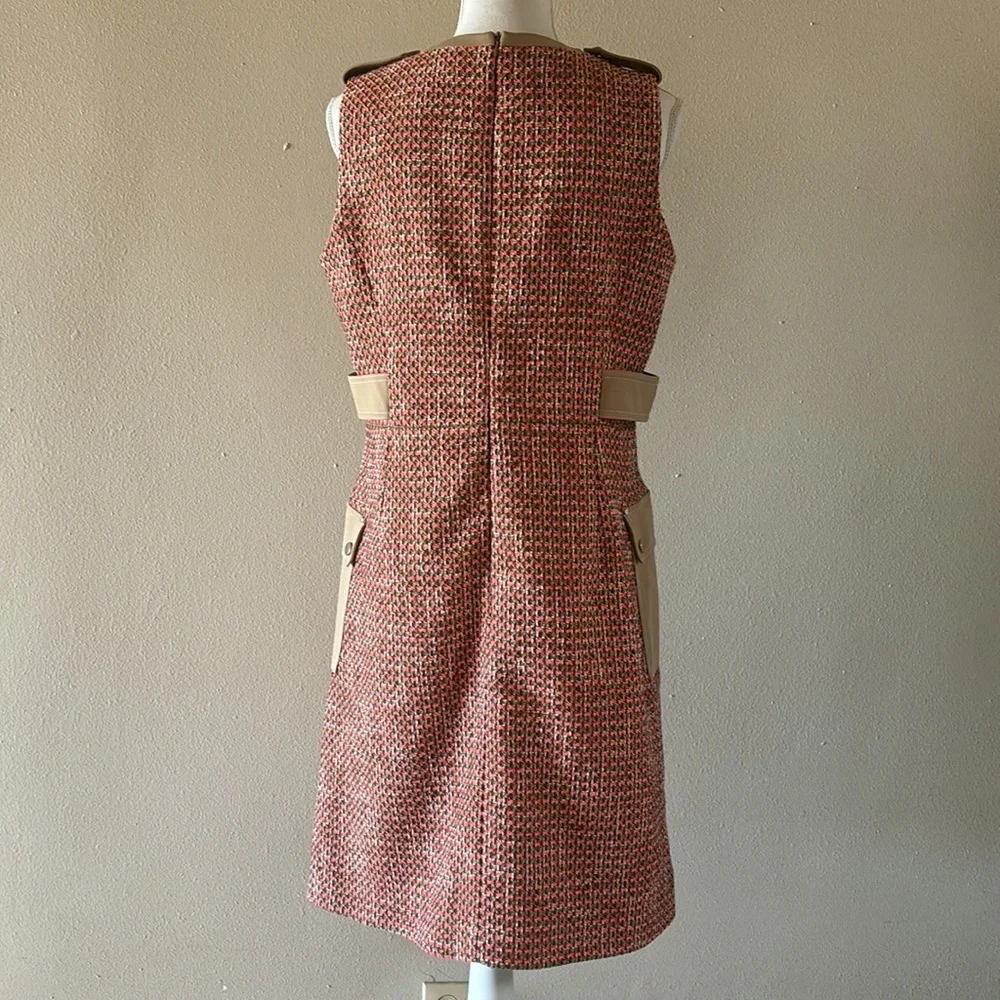 NWT Karen Millen Tweed And Contrast Pocket A Line Mini Dress Tan and Orange 10 - Picture 9 of 13